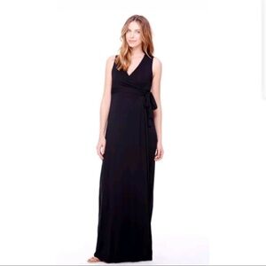 Ingrid & Isabel Maternity Wrap Maxi Dress in XS, Black